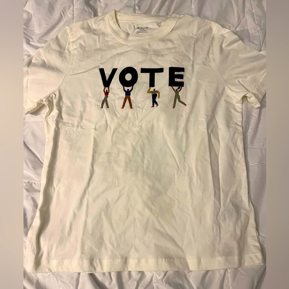 White “vote” t-shirt
